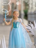 Elsa Snow Queen Dress: Sequin Bodice, Snowflake Cape - Frozen Costume