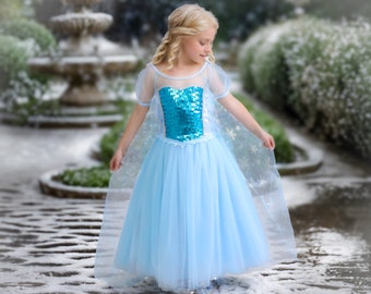 Ice Queen Princess Dress Up Costume Set for Girls - Inspired by Frozen's Elsa