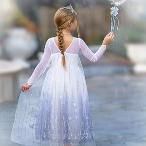 READY TO SHIP Disney Inspired Frozen Elsa Princess Dress Costume Set, Birthday Party Dress For Girls With Crown, Ball Gown, Dress Up, Elsa image 3
