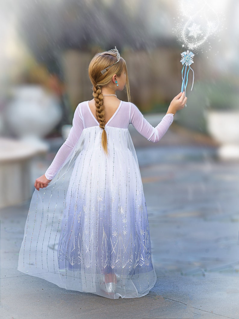 READY TO SHIP Disney Inspired Frozen Elsa Princess Dress Costume Set, Birthday Party Dress For Girls With Crown, Ball Gown, Dress Up, Elsa image 3