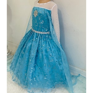Disney Inspired Frozen Elsa Princess Dress Costume Set, Birthday Party Dress For Girls With Crown, Ball Gown, Dress Up, Elsa