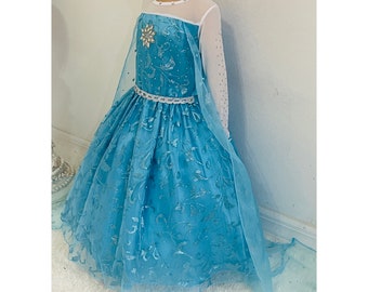 Disney Inspired Frozen Elsa Princess Dress Costume Set, Birthday Party Dress For Girls With Crown, Ball Gown, Dress Up, Elsa