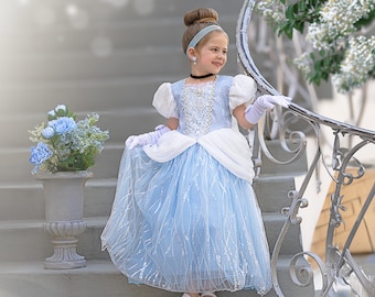 Cinderella Princess Dress Costume Set, Birthday Party Dress For Girls, Ball Gown, Dress Up, Cinderella