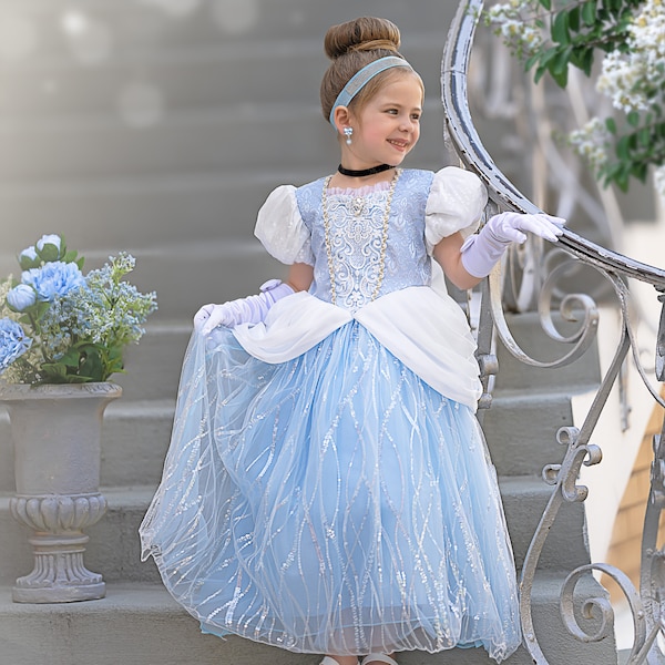 Cinderella Princess Dress Costume Set, Birthday Party Dress For Girls, Ball Gown, Dress Up, Cinderella