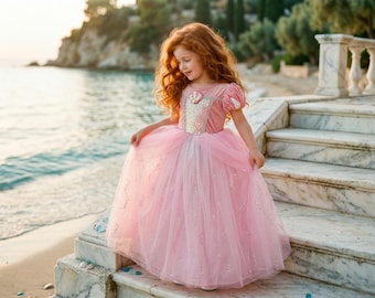 Ariel Inspired Dress Up Costume: Sequin Mermaid Dress with Optional Accessories