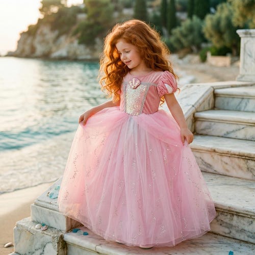 fitted lace wedding dress Amazon.com: Disney The Little Mermaid Ariel's 2 Piece Dress main image 0