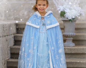 Royal Princess Fleece Cloak - Soft Velvet with Shimmering Glitter Accents, Perfect for Dress-Up, Special Occasions, and Christmas