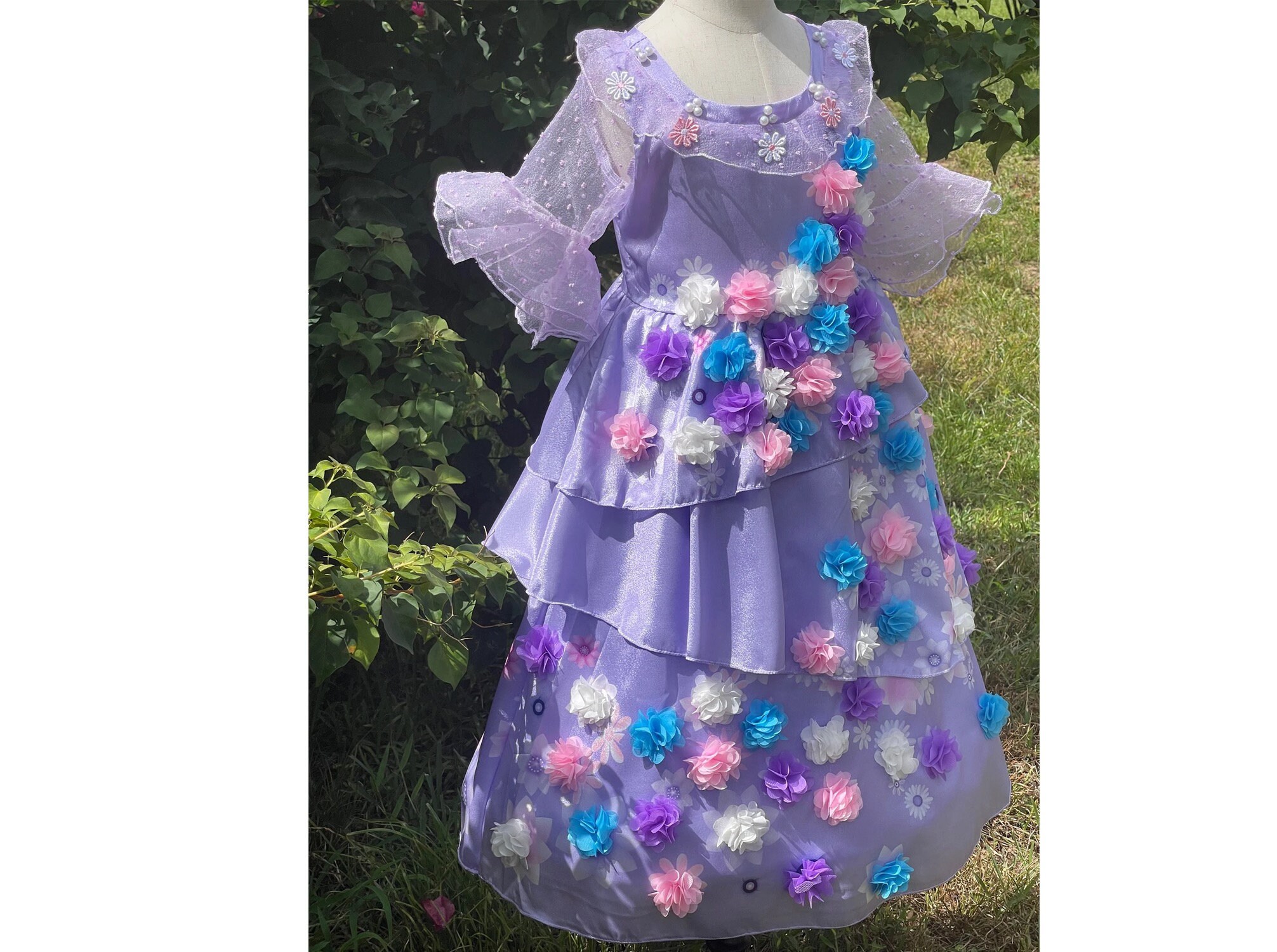 Abito Isabella, Encanto baby girl dress costume, Toddler girl dress, 3D  Floral Puffy Full Length Isabella Dress, Madrigal birthday party -   Italia