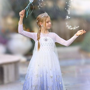 READY TO SHIP Disney Inspired Frozen Elsa Princess Dress Costume Set, Birthday Party Dress For Girls With Crown, Ball Gown, Dress Up, Elsa Only Dress