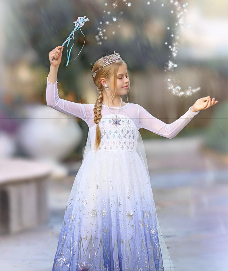 READY TO SHIP Disney Inspired Frozen Elsa Princess Dress Costume Set, Birthday Party Dress For Girls With Crown, Ball Gown, Dress Up, Elsa Only Dress