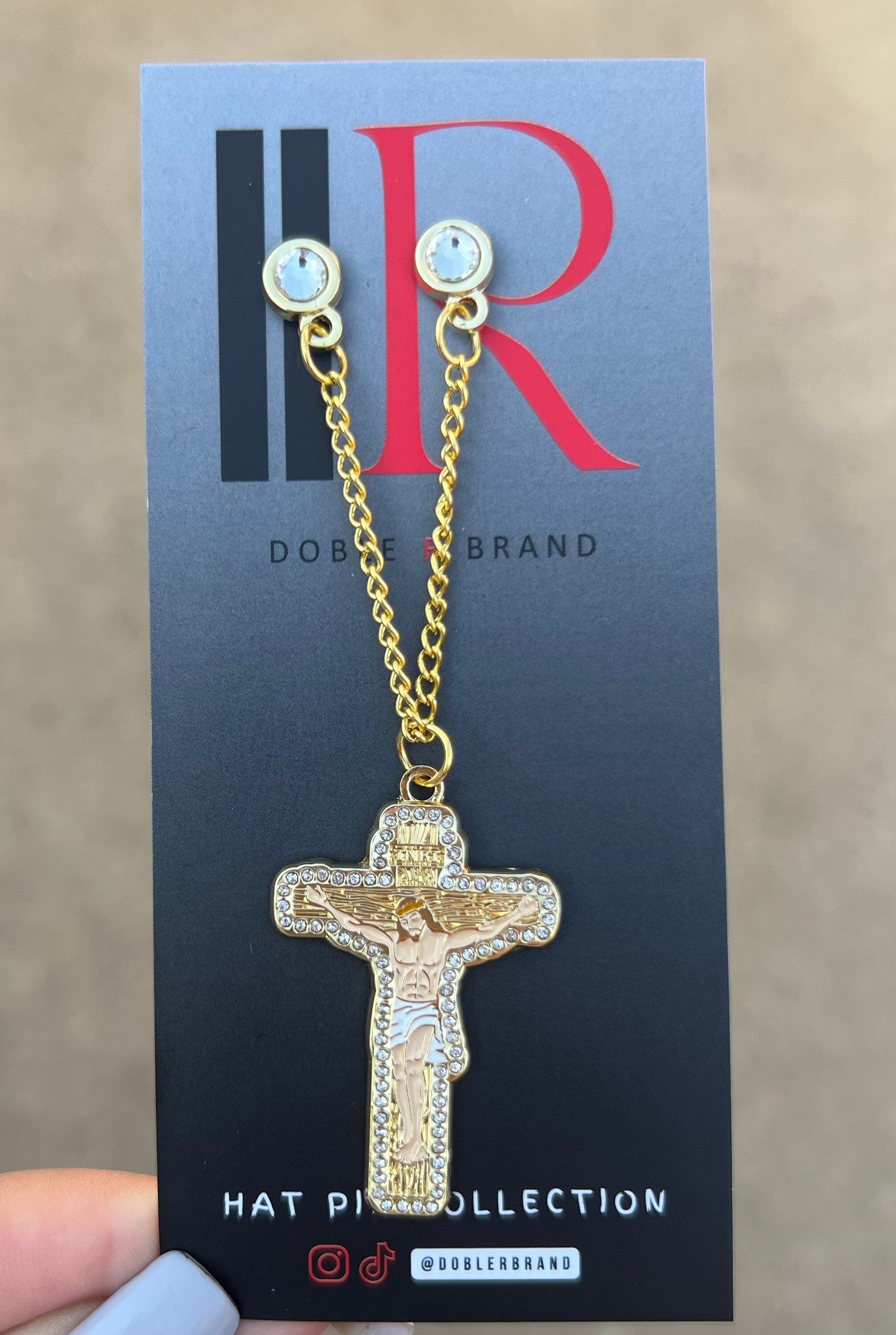 Cross Chain Hat Pin (rhinestone) - Etsy