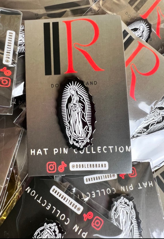 Virgen de Guadalupe Hat Pin Black & White