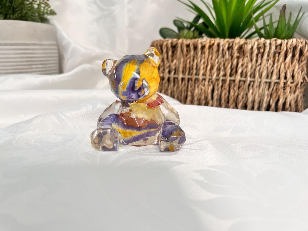 Resin Teddy Bear With Dried Flowers: Handmade Memorial Keepsake - Etsy