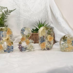 Wedding Initial Resin Letters with Preserved Flowers, Keepsake Gift (Med set) image 2