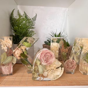 Preserved Flower Resin Letters, Wedding Keepsake Gift (Jumbo+H) image 1