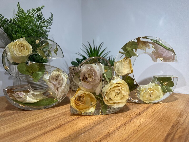 Preserved Flower Resin Letters, Wedding Keepsake Gift (Jumbo+H) image 9