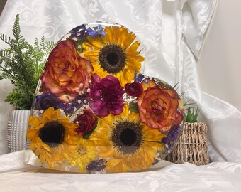 Floral Resin Heart 20cm, Wedding Bouquet Preservation Keepsake, Handmade