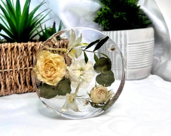 Custom Flower Preservation Coaster, Wedding Bouquet Keepsake