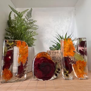 Wedding Initial Resin Letters with Preserved Flowers, Keepsake Gift (Med set) image 4