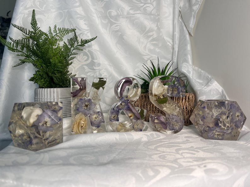 Wedding Initial Resin Letters with Preserved Flowers, Keepsake Gift (Med set) image 5
