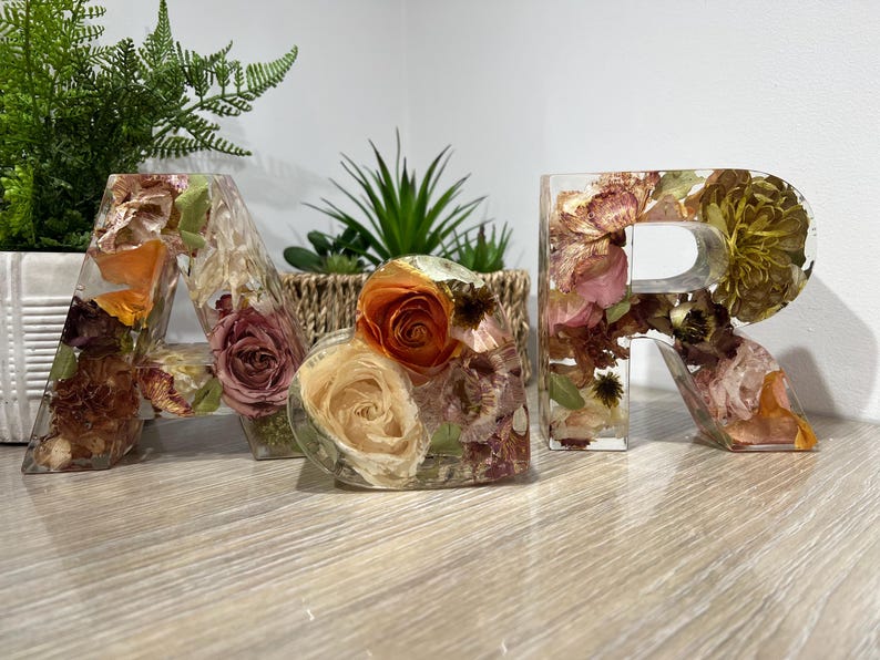 Preserved Flower Resin Letters, Wedding Keepsake Gift (Jumbo+H) image 2