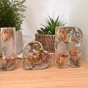 Wedding Initial Resin Letters with Preserved Flowers, Keepsake Gift (Med set) image 10
