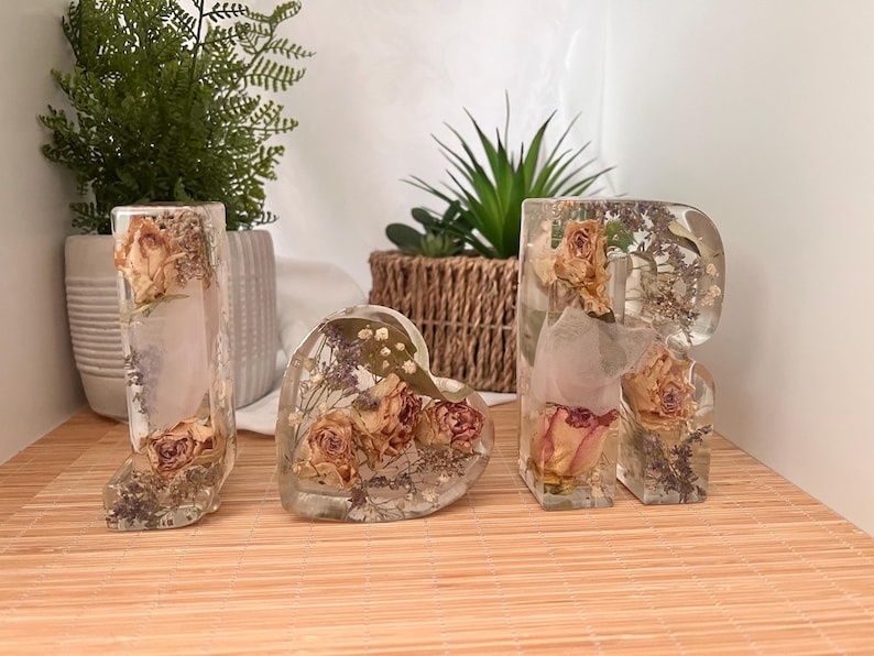 Wedding Initial Resin Letters with Preserved Flowers, Keepsake Gift (Med set) image 10