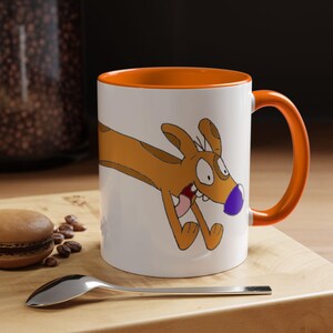 Vintage Nostalgic Cat Dog Accent Coffee Mug (11, 15oz) - Retro Cartoon from the 90s, Early 2000s, Fun Pet Lover Gift, Ceramic Cup, Kitchen