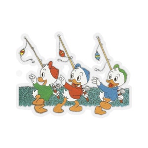 Disney Retro Huey Dewey And Louie Fishing Kiss-Cut Sticker