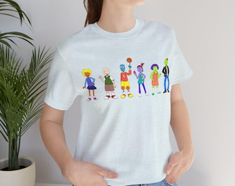 Retro 90s Doug Cartoon Characters Unisex Tee, Vintage 90s Short Sleeve Shirt, 90s Nostalgia Graphic T-Shirt, 90s Kids Gift,