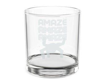 Engraved Amaze Whiskey Glass  10.5 oz Rocks Glass with Retro Text