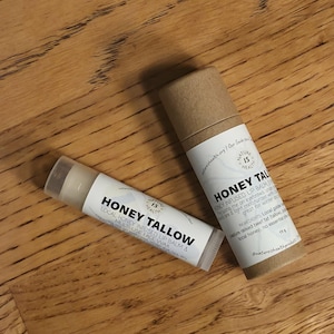 Unscented Lip Balm- Tallow Honey Wax: Multiuse, Sensitive Face, Brows, Lashes, Balm