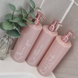 Pink Bathroom Bottles 500ml, Personalised Pump Bottles, Hinch Bottles, Baby Pump Bottle, Refillable Dispenser, Reusable Bottles, Hand Wash