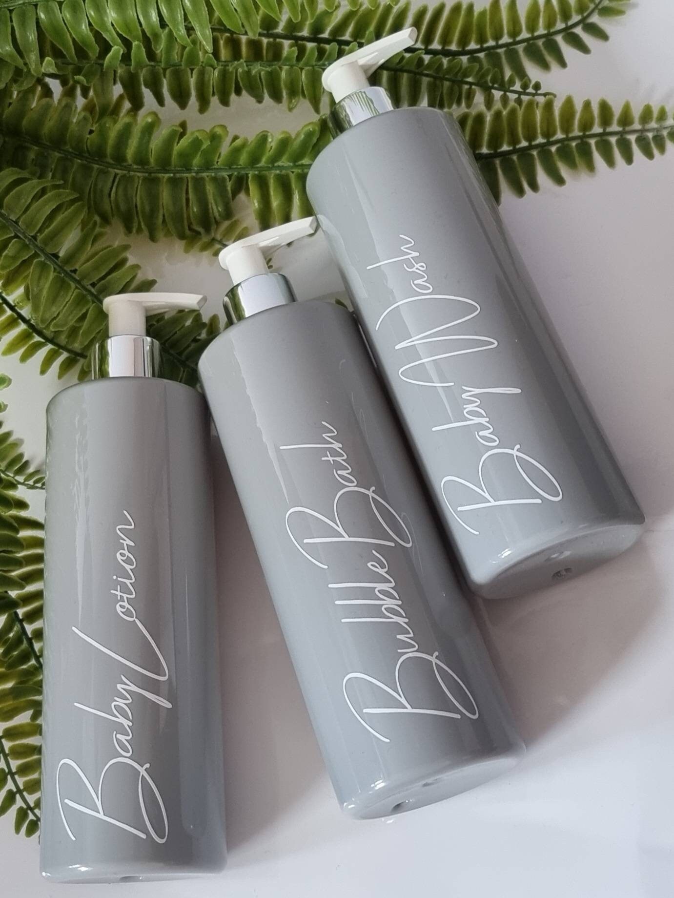 Grey Bathroom Bottles 500ml Personalised Pump Bottles Hinch Etsy UK