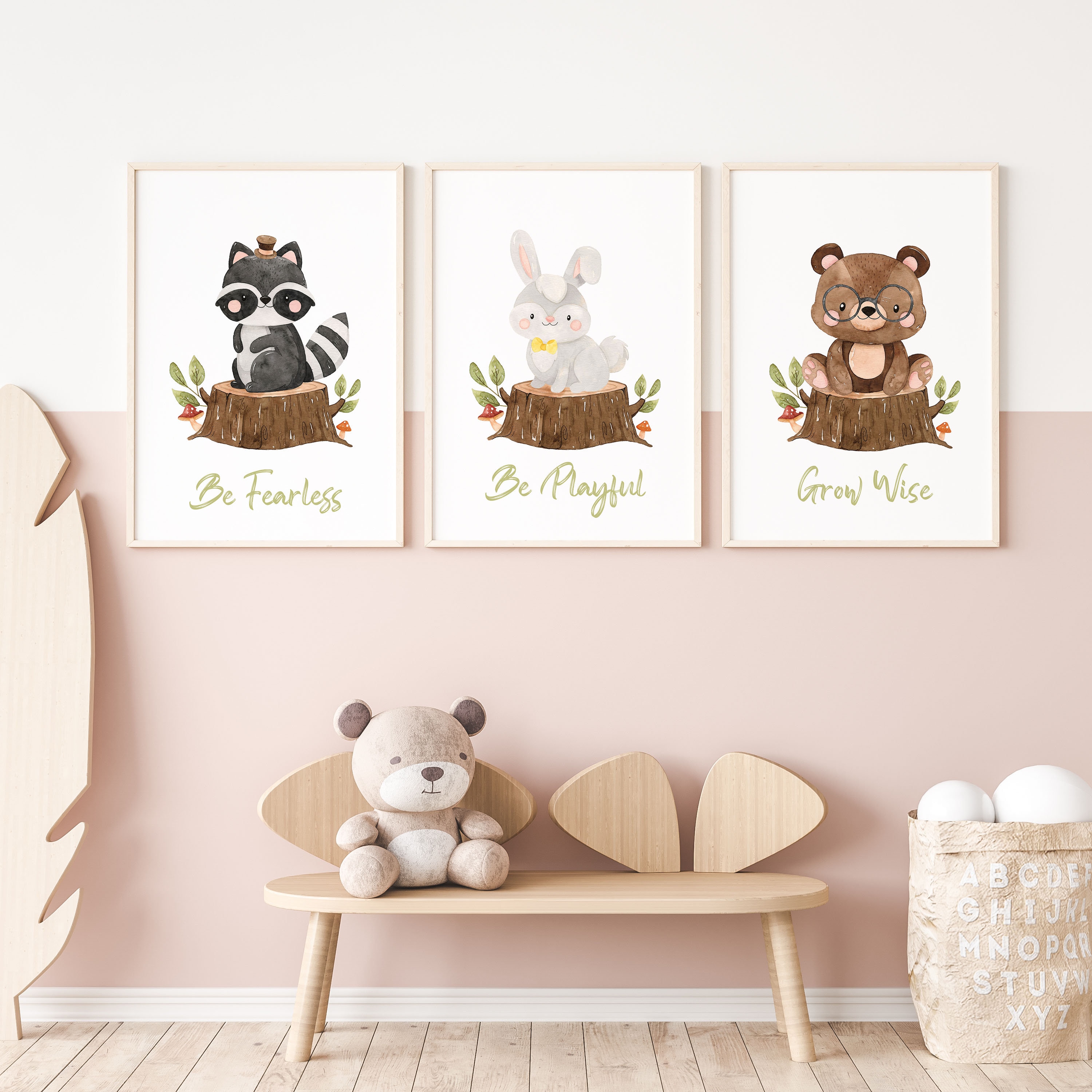 Woodland Nursery Prints with Quote DIGITAL Woodland Nursery Etsy