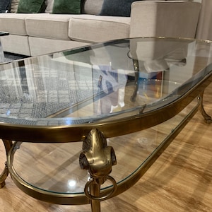 Italian Ram ‘s Head Oval Brass Coffee Table /Circa 1970