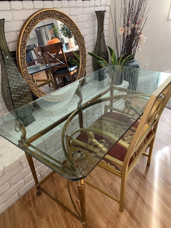アンティークlion Glass Top Coffee Table Vintage Walnut Coffee Table with Carved Lion and Glass Top