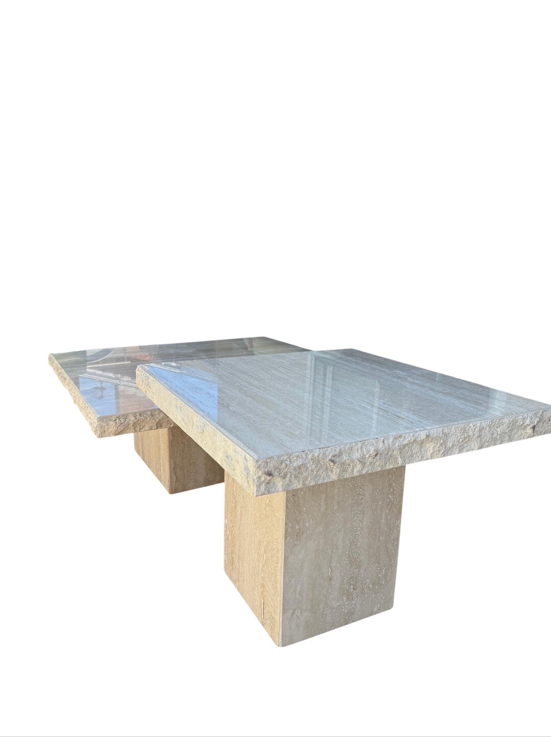 Italian Travertine Live Edge Coffee and Side Table - Etsy