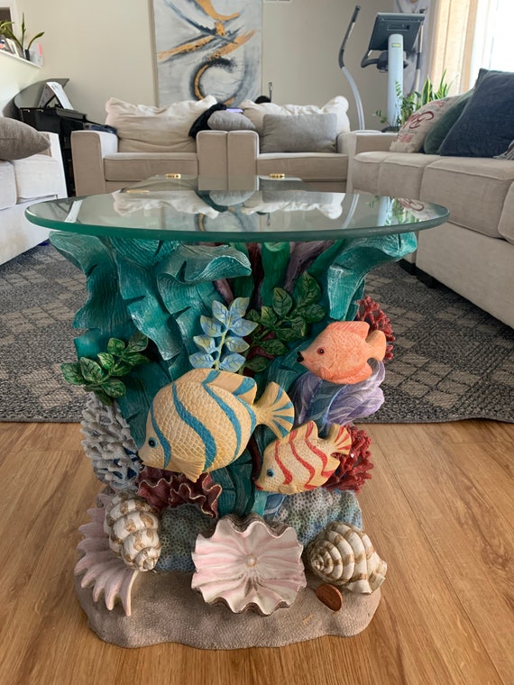 Hand Painted Plaster Aquatic Side Table -  Canada