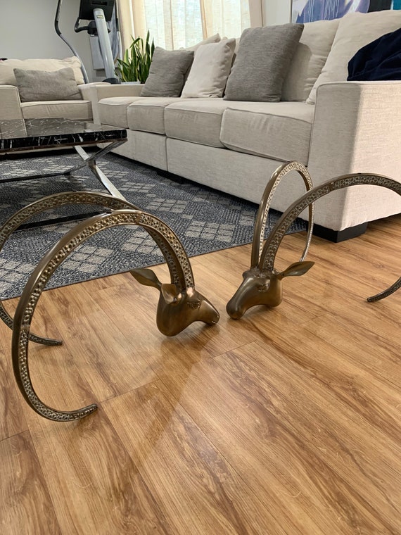 Ibex Ram's Head Brass Coffee Table in the Manner of Chervet - Etsy