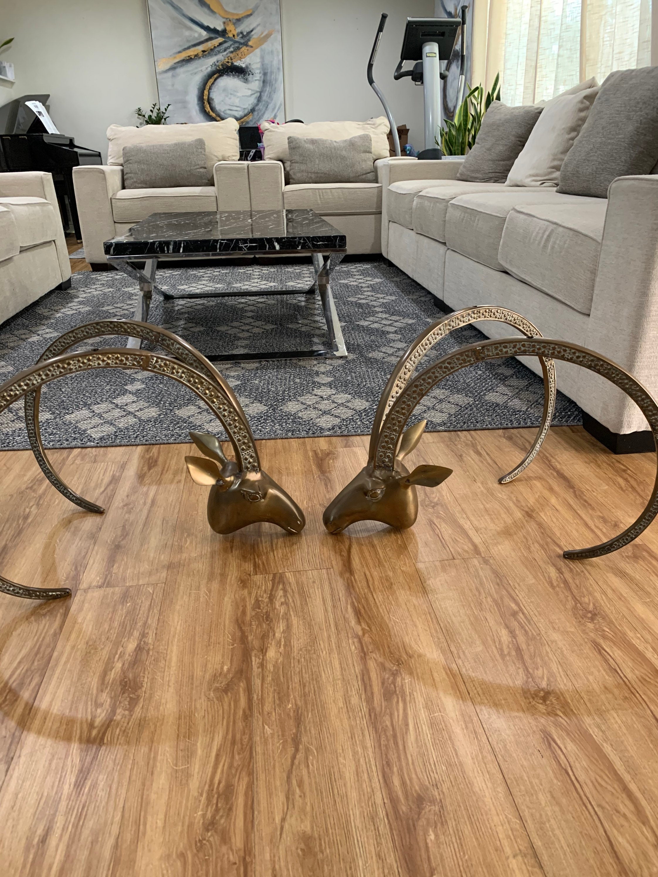 ALAIN CHERVET 希少 ヴィンテージ ラムヘッド ガラステーブル ALAIN CHERVET 希少 ヴィンテージ ラムヘッド ガラステーブル