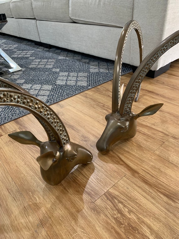 Ibex Ram's Head Brass Coffee Table in the Manner of Chervet - Etsy