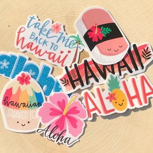 Hawaiian Stickers GLOSSY waterproof vinyl stickers Perfect for water bottles, laptops, etc. image 1