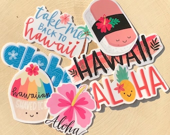 Hawaiian Stickers • GLOSSY waterproof vinyl stickers • Perfect for water bottles, laptops, etc.