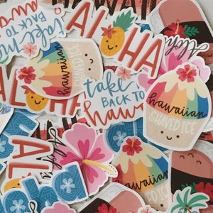 Hawaiian Sticker Set - 7 glossy/waterproof stickers !!