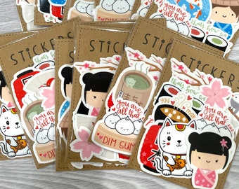 Random Asian Theme Sticker Pack • GLOSSY stickers • 10 cute randomly selected glossy stickers