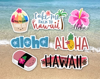 Hawaiian Stickers • MATTE waterproof vinyl stickers • Perfect for water bottles, laptops, suitcases, etc.