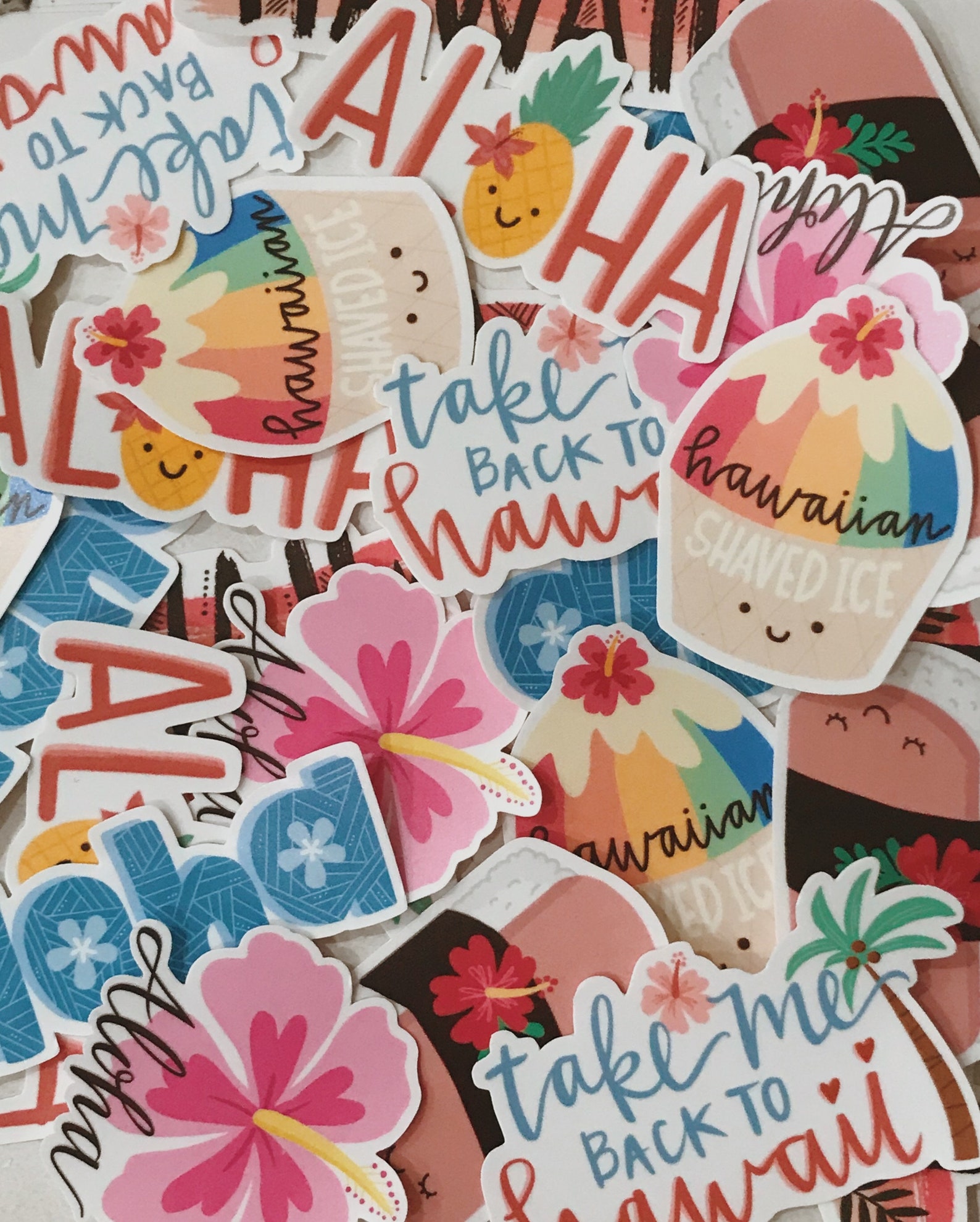 Hawaiian Sticker Set of 7 Waterproof Glossy Aloha Hawaii Etsy