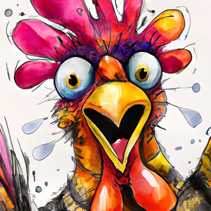 Crazy Chicken by Kathy, chicken png, digital, sublimation, print and cut, digital download, chicken lady, comical chicken, watercolor chick