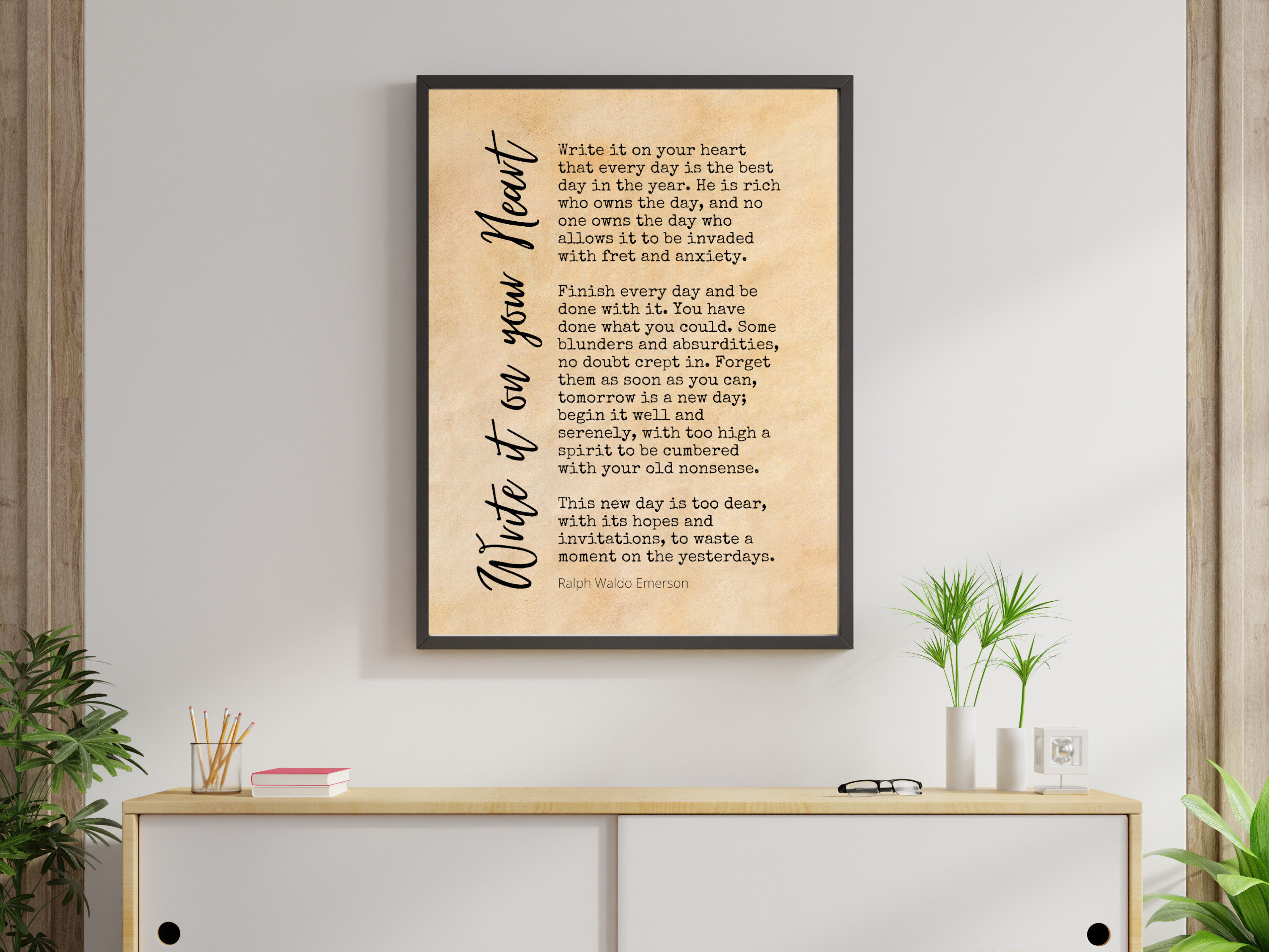 Write It on Your Heart Ralph Waldo Emerson Inspirational - Etsy